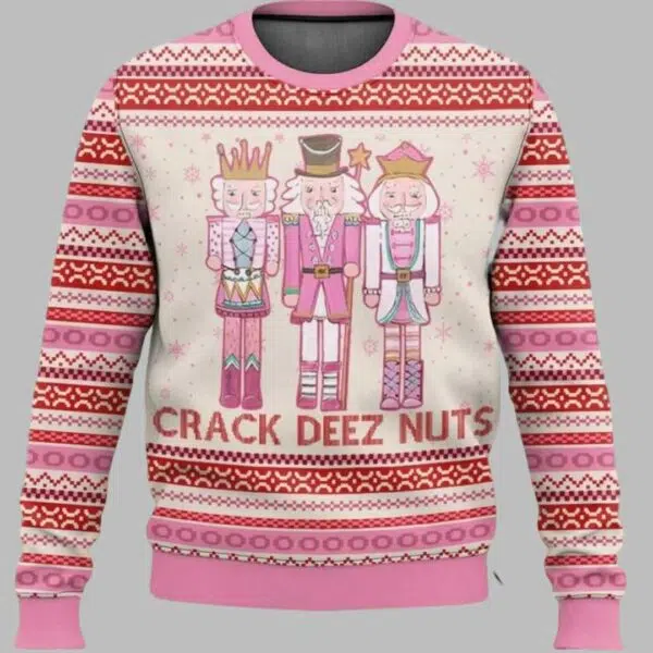 Pink Nutcracker Crack Deez Nuts Ugly Christmas Sweater 2