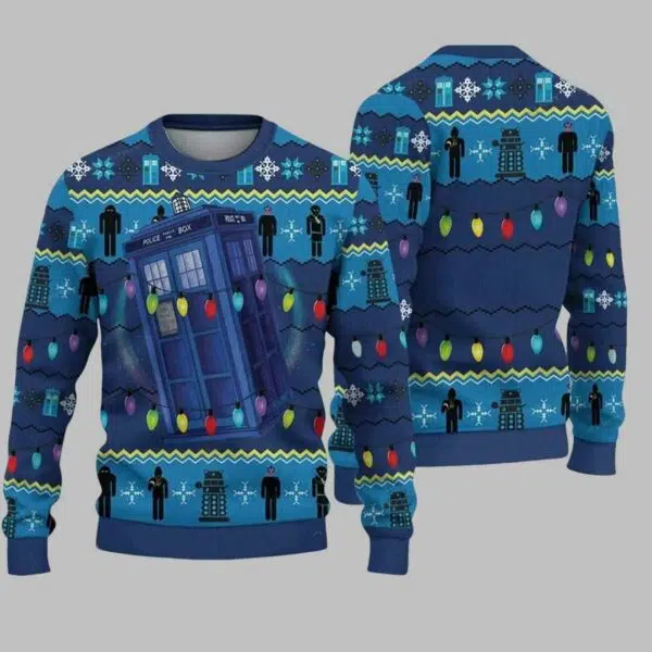 Police Box Christmas Doctor Who Ugly Christmas Sweater 2