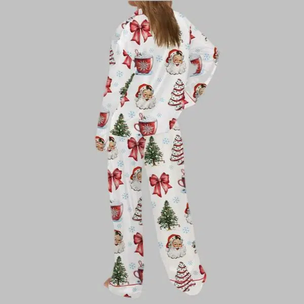 Retro Coquette Christmas Satin Pajama Set 4