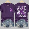 Retro Domestic Violence Awareness Just Wait in The Truck Purple Ribbon Print Shirt 5 Retro Domestic Violence Awareness Just Wait in The Truck Purple Ribbon Print Shirt 2