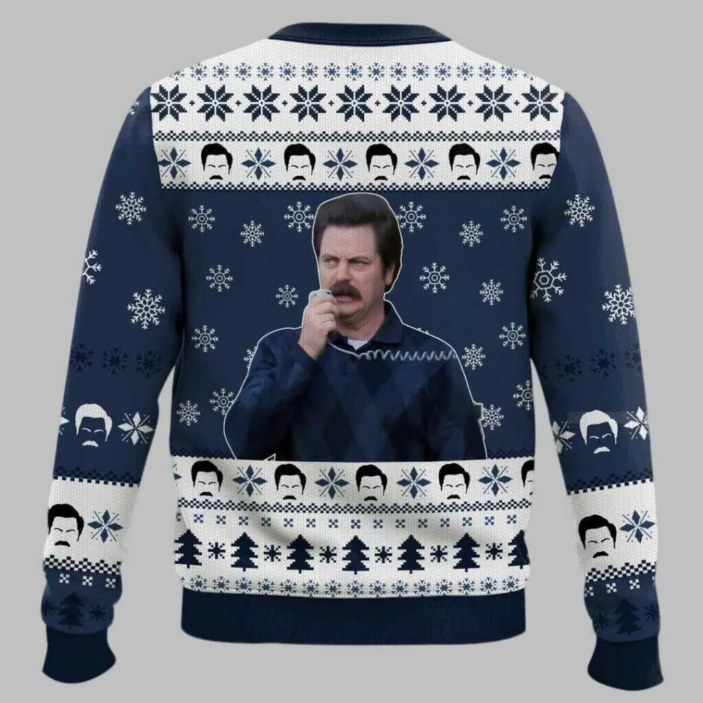 Ron Swanson Parks and Recreation Please Do Not Approach Me On The Stress Ugly Christmas Sweater 3