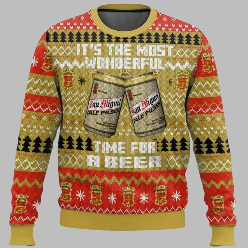 San Miguel UK Beer Its The Most Wonderful Time For A Beer Ugly Sweater 2