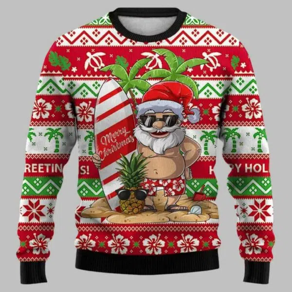 Santa Claus Hawaiian Ugly Christmas Sweater 2