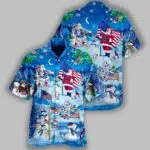 Santa Claus With America Flags Christmas Hawaiian Shirt