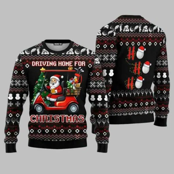 Santa Driving Home For Christmas Ugly Christmas Sweater 2