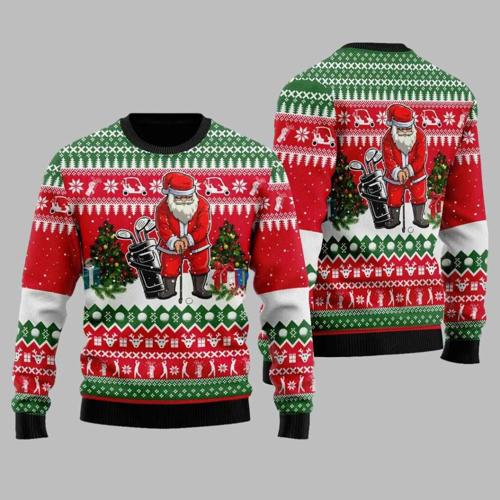Santa Golfer Ugly Christmas Sweater 2 Santa Golfer Ugly Christmas Sweater 2