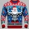 Santa Gym Lifting Ugly Christmas Sweater 2