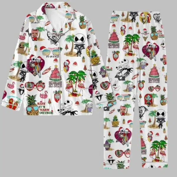 Santa Jack And Sally Nightmare Before Christmas Pajamas Set 3