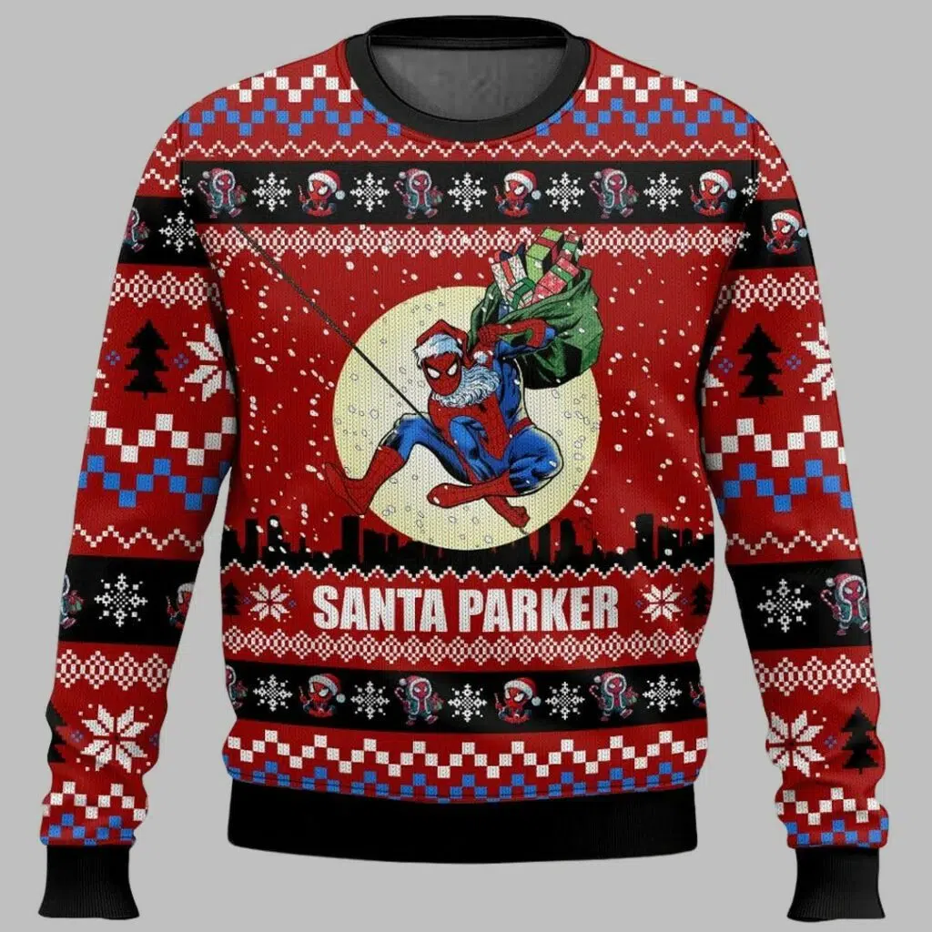 Santa Parker Spiderman Christmas Ugly Christmas Sweater 2