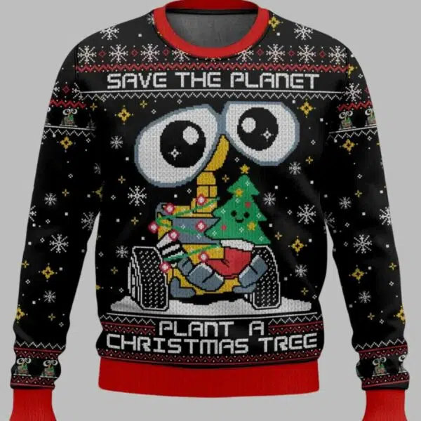 Save The Planet Plant A Christmas Tree WALL E Ugly Christmas Sweater 2