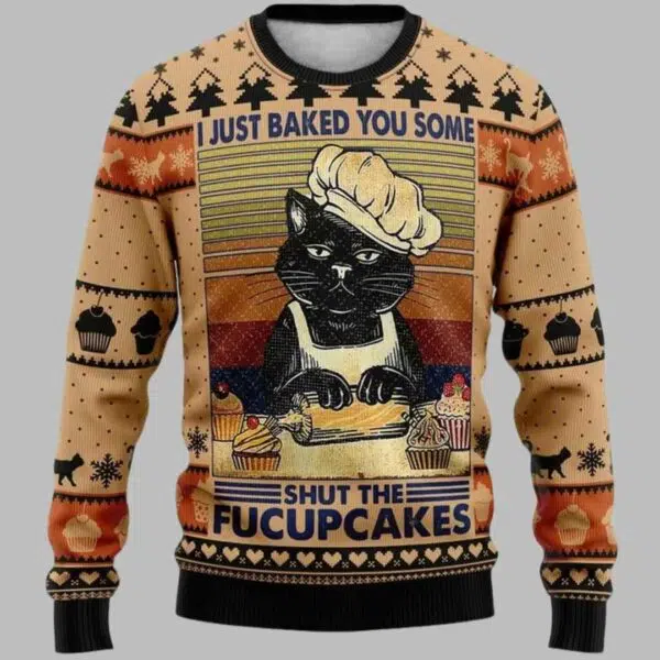 Shut The Fucupcakes Christmas Ugly Christmas Sweater 2