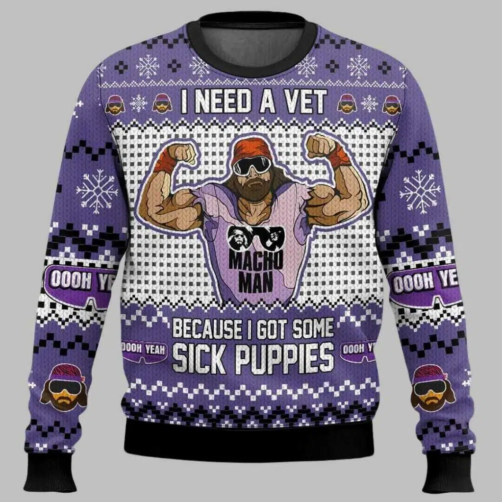 Sick Puppies Macho Man Ugly Christmas Sweater 2