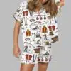 Skiing Theme Satin Pajama Set 2