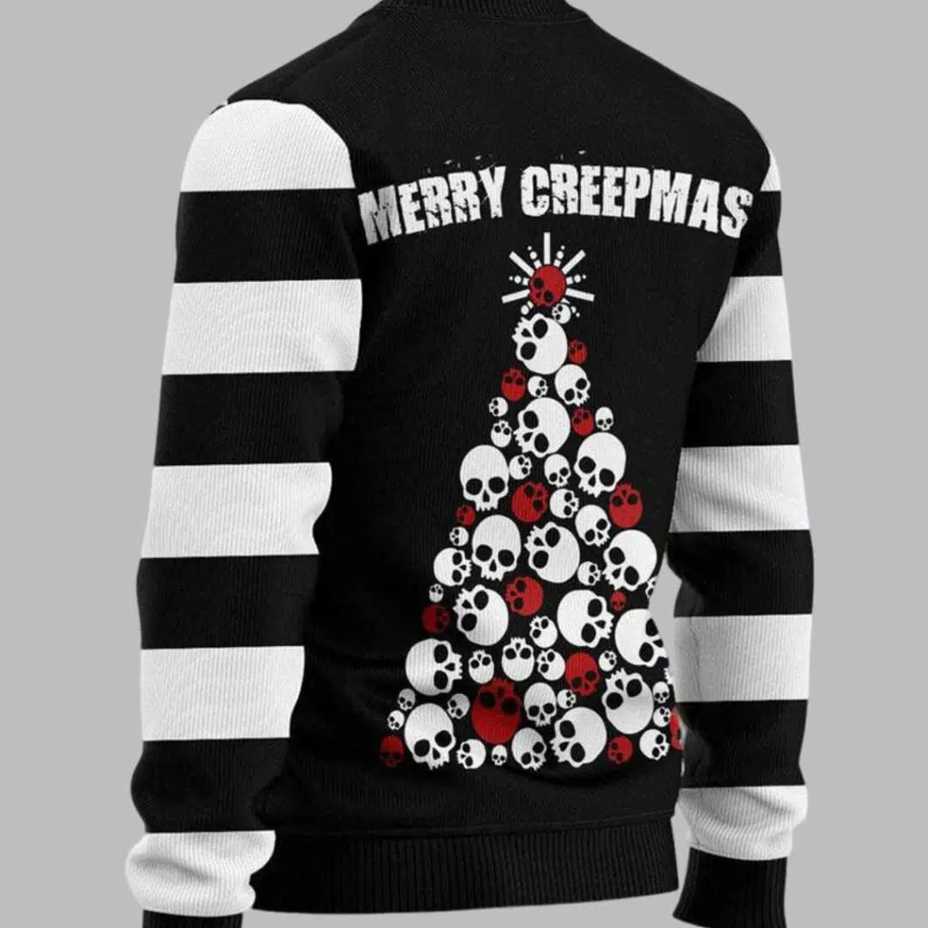 Skull Santa Yo Ho Ho Merry Creepmas Ugly Christmas Sweater 3