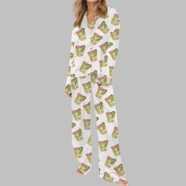 Spicy Margarita Cocktail Satin Pajama Set 3