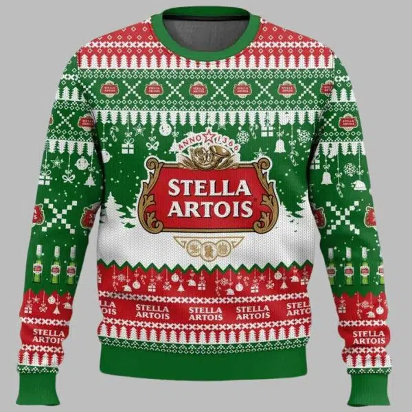 Stella Artois United Kingdom Beer Ugly Christmas Sweater 2