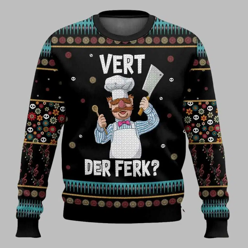 Swedish Chef Vert Der Ferk Ugly Christmas Sweater 1