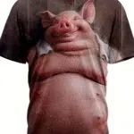 3D Relaxed Pig Graphic Tee - Fun Animal Lover Shirt