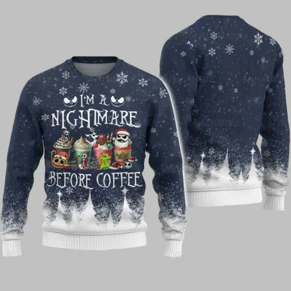 The Nightmare Before Coffee Christmas Ugly Christmas Sweater 2