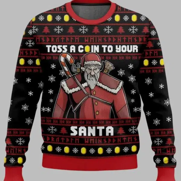 The Witcher Santa Claus Toss A Coin To Your Ugly Christmas Sweater 1