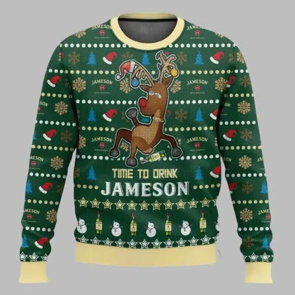 Time To Drink Jameson Ugly Christmas Sweater 3