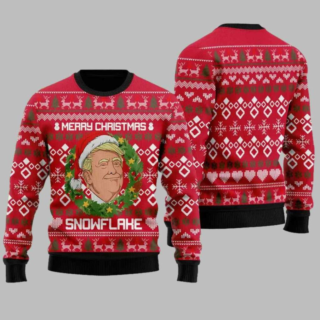 Trump Merry Christmas Snowflake Ugly Christmas Sweater 3 Trump Merry Christmas Snowflake Ugly Christmas Sweater 3