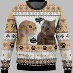 Two Cats Talking Meme Christmas Ugly Christmas Sweater