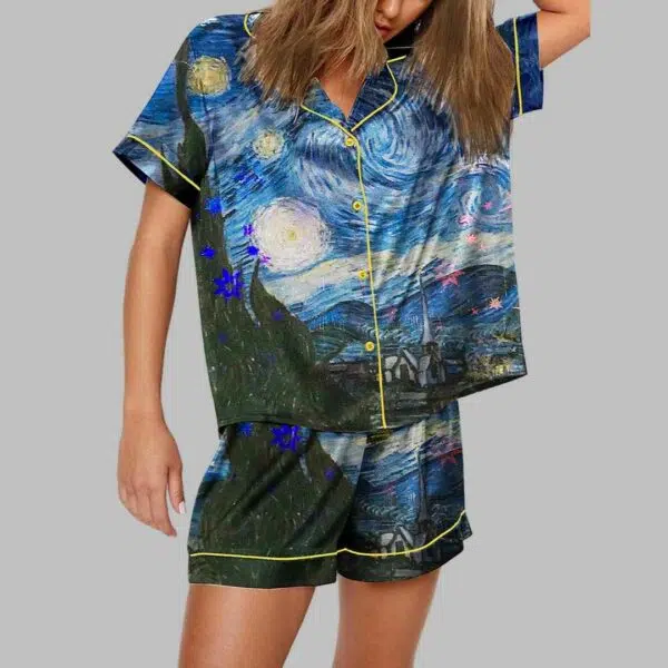 Van Gogh The Starry Night Art Print Pajama Set 4