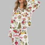 Vintage Victorian Christmas Satin Pajama Set