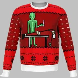 Alien And Santa Dildo Funny Christmas Ugly Christmas Sweater 1