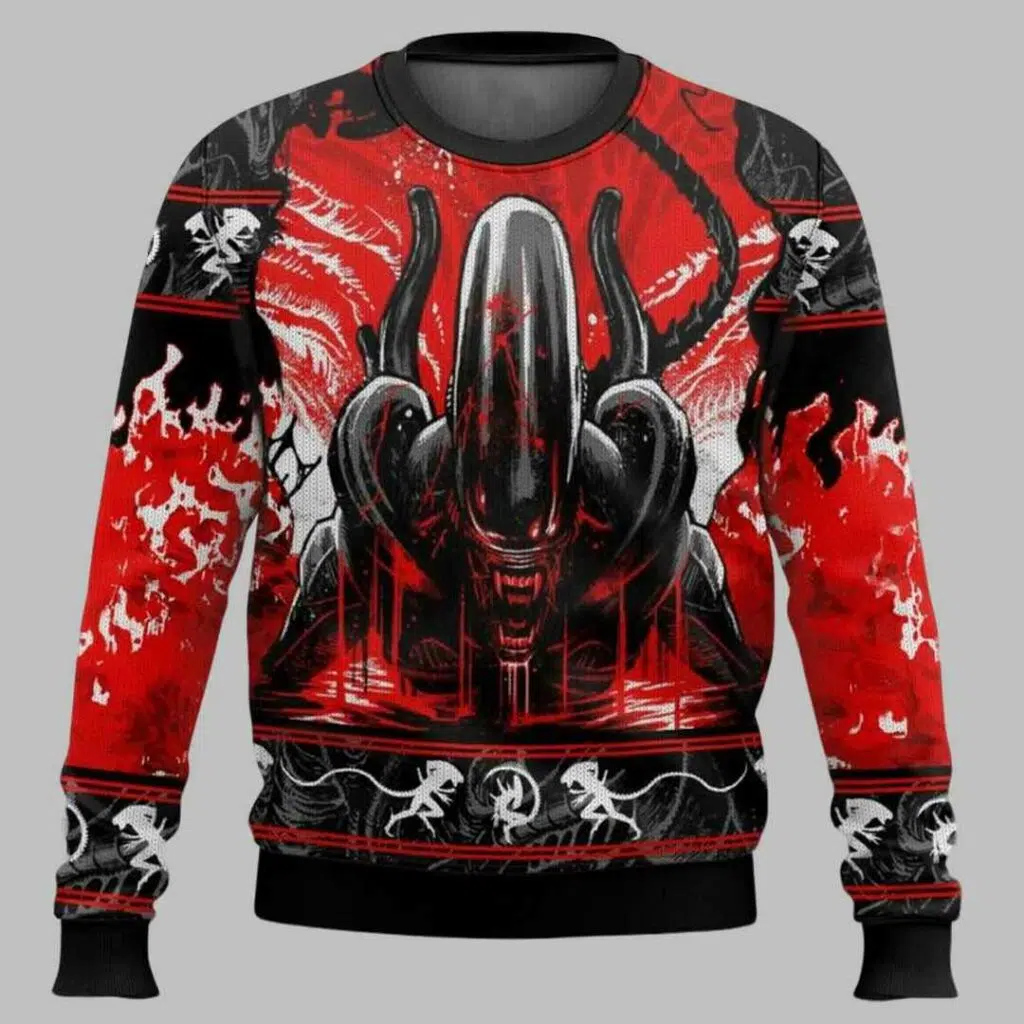 Alien Xenomorph Ugly Christmas Sweater 1