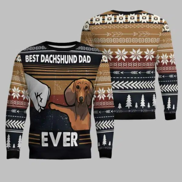 Best Dachshund Dad Ever Ugly Christmas Sweater 1