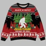 Bigfoot Squatching Through The Snow Ugly Christmas Sweater