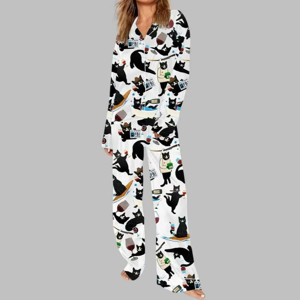 Black Cat Liquor Art Pajama Set 3