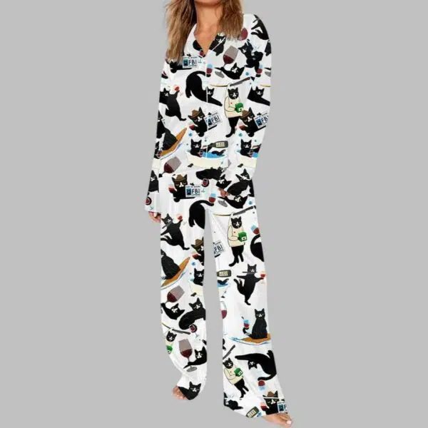 Black Cat Liquor Art Pajama Set 3