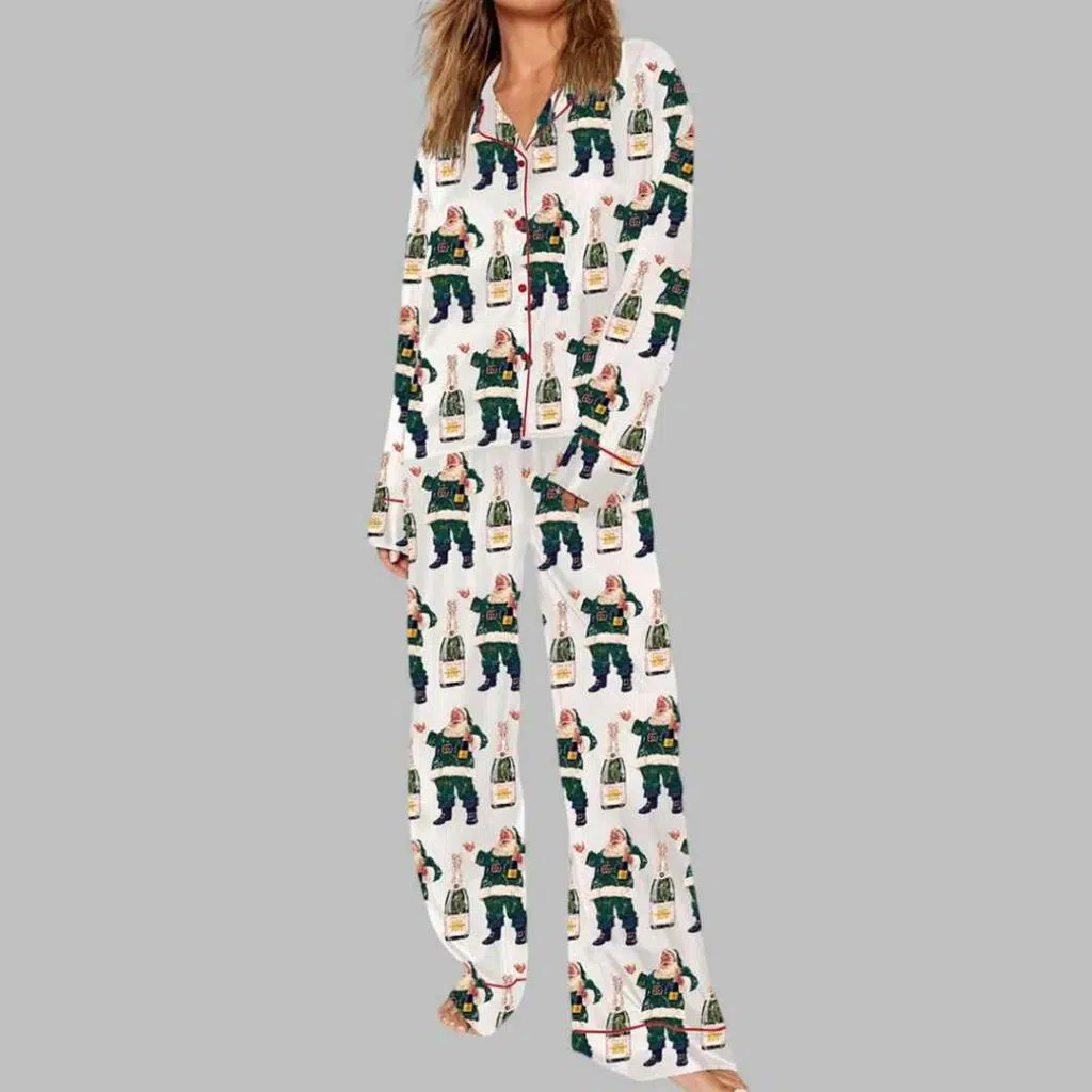 Boujee Santa Champagne Christmas Pajama Set 3