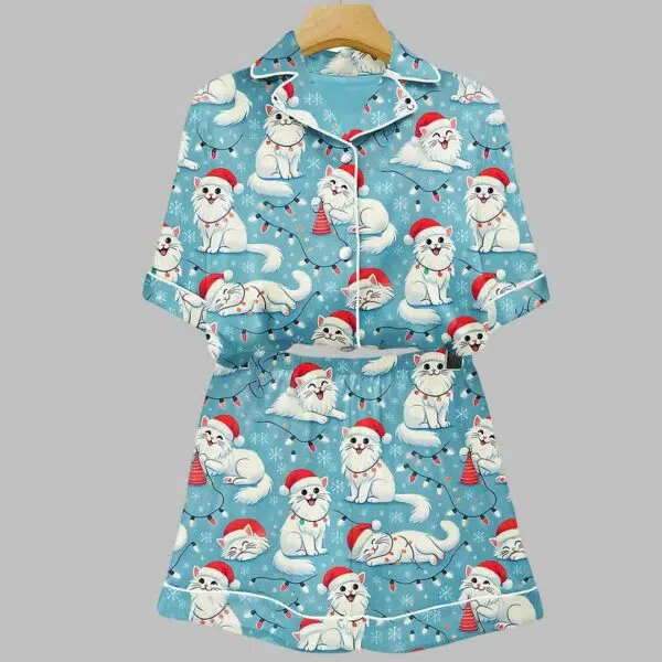 Cat Christmas Art Print Pajama Set 1 1