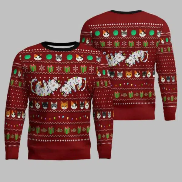 Cat Light Ugly Christmas Sweater 1