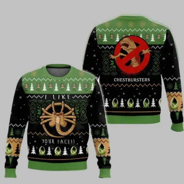 Chestbursters Alien Facehugger Ugly Christmas Sweater 1