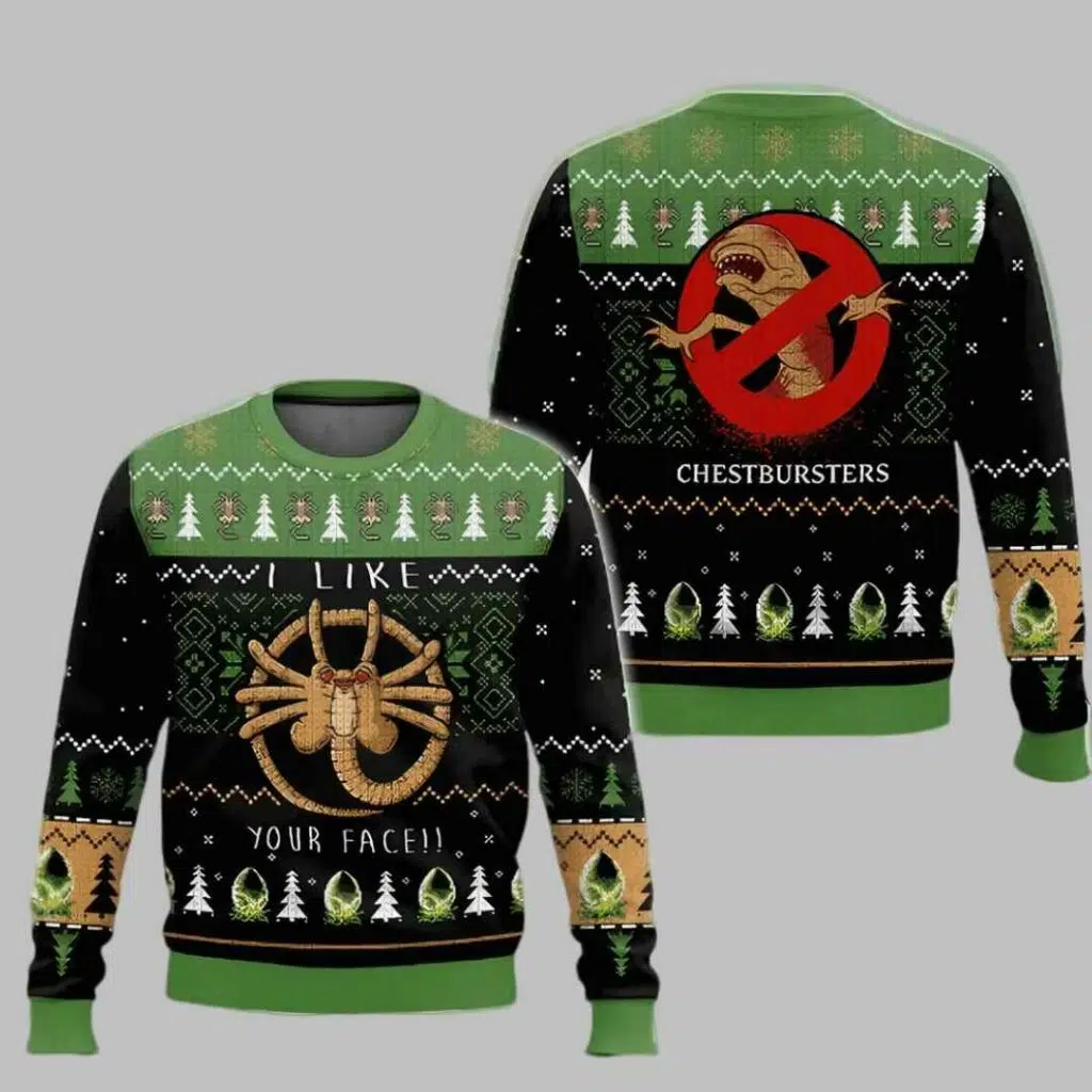 Chestbursters Alien Facehugger Ugly Christmas Sweater 3