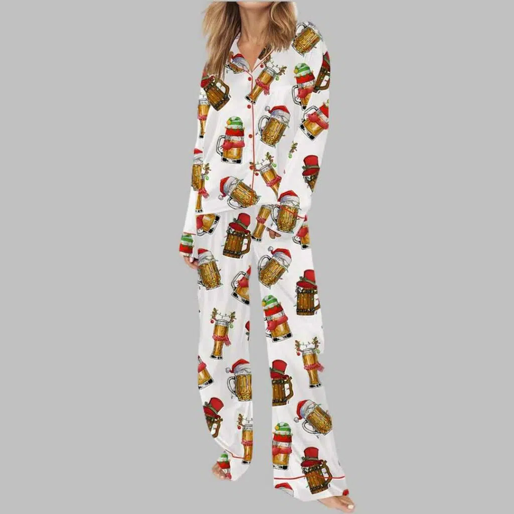 Christmas Beers Satin Pajama Set 3