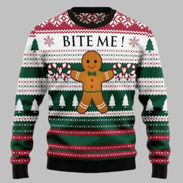 Christmas Cookies Bite Me Ugly Christmas Sweater 1