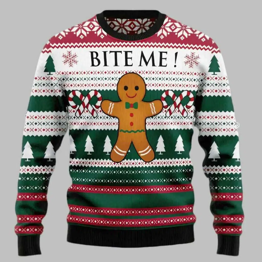 Christmas Cookies Bite Me Ugly Christmas Sweater 3