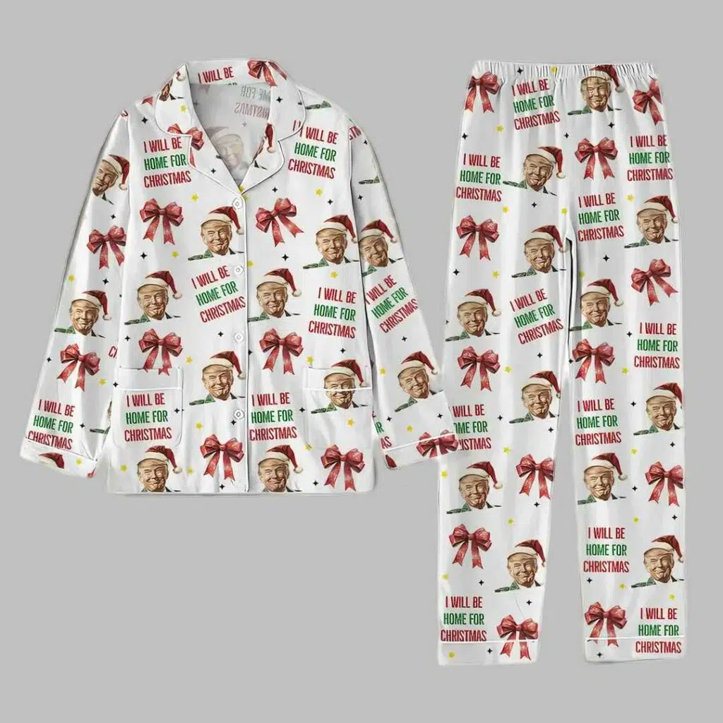 Christmas Coquette Bow Trump I Will Be Home For Christmas Pajama Set 3