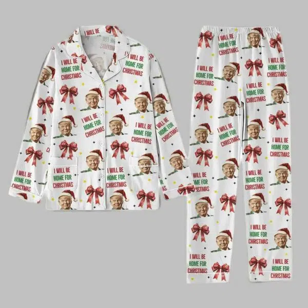 Christmas Coquette Bow Trump I Will Be Home For Christmas Pajama Set 3