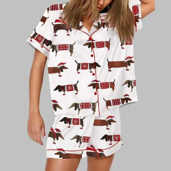 Christmas Dachshund Pajama Set 1