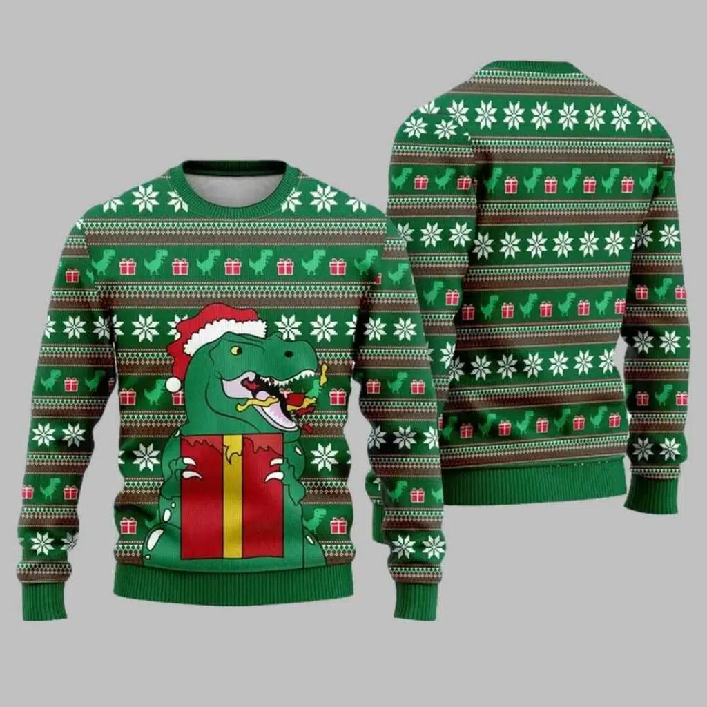 Christmas Dinosaur Ugly Christmas Sweater 2