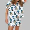 Christmas Dodgers Baseball Print Pajama Set 1