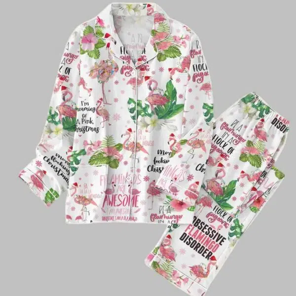 Christmas Flamingo Cute Pajama Set 1