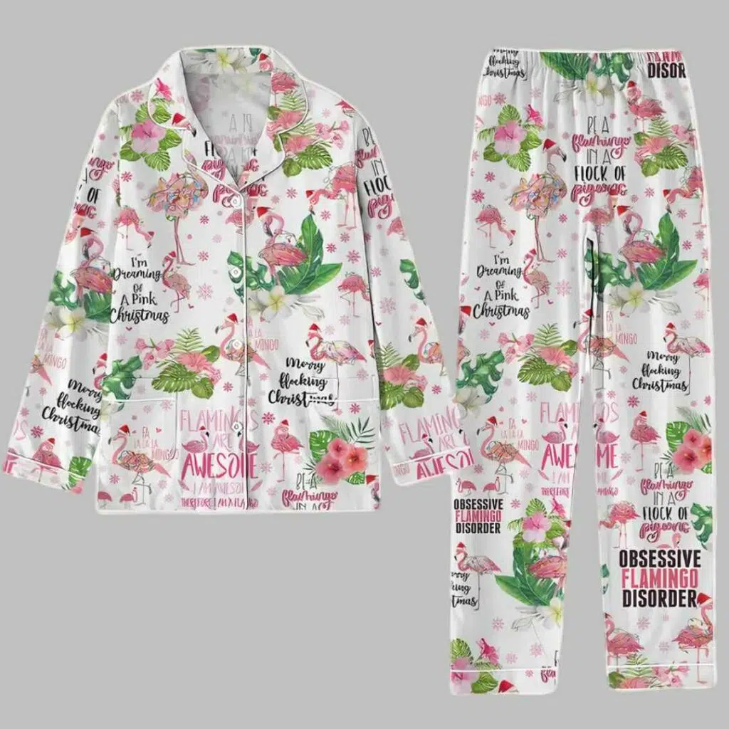 Christmas Flamingo Cute Pajama Set 3